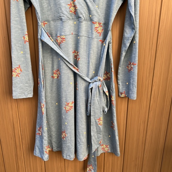 Toad&Co Cue Wrap Dress  Women's Medium Glacier Spray Print New - Picture 4 of 13